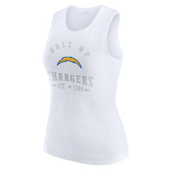 Los Angeles Chargers WEAR by Erin Andrews Women's Ribbed Graphic Tank Top - White on sale