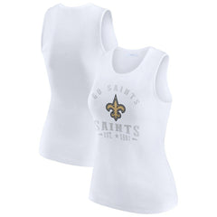 New Orleans Saints WEAR by Erin Andrews Women's Ribbed Graphic Tank Top - White for sale