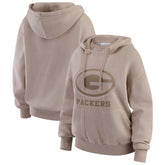 Green Bay Packers WEAR by Erin Andrews Women's Washed Pullover Crewdie - Tan on sale