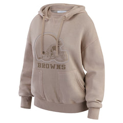 Cleveland Browns WEAR by Erin Andrews Women's Washed Pullover Crewdie - Tan on sale
