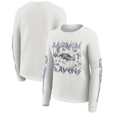 Baltimore Ravens WEAR by Erin Andrews Women's Graphic Waffle Long-Sleeve T-Shirt - White for sale