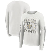 New Orleans Saints WEAR by Erin Andrews Women's Graphic Waffle Long-Sleeve T-Shirt - White sale