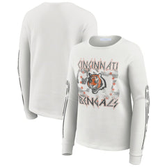 Cincinnati Bengals WEAR by Erin Andrews Women's Graphic Waffle Long-Sleeve T-Shirt - White outlet