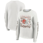 Cleveland Browns WEAR by Erin Andrews Women's Graphic Waffle Long-Sleeve T-Shirt - White discount