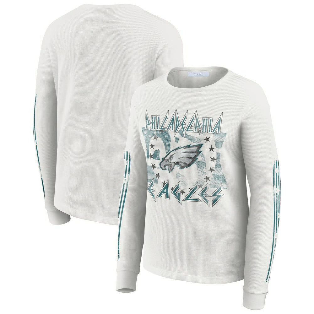 Philadelphia Eagles WEAR by Erin Andrews Women's Graphic Waffle Long-Sleeve T-Shirt - White online