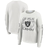 Las Vegas Raiders WEAR by Erin Andrews Women's Graphic Waffle Long-Sleeve T-Shirt - White discount