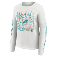 Miami Dolphins WEAR by Erin Andrews Women's Graphic Waffle Long-Sleeve T-Shirt - White online