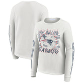 New England Patriots WEAR by Erin Andrews Women's Graphic Waffle Long-Sleeve T-Shirt - White outlet
