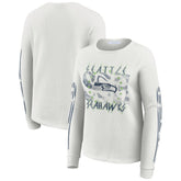 Seattle Seahawks WEAR by Erin Andrews Women's Graphic Waffle Long-Sleeve T-Shirt - White sale