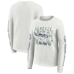 Seattle Seahawks WEAR by Erin Andrews Women's Graphic Waffle Long-Sleeve T-Shirt - White sale