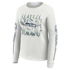 Seattle Seahawks WEAR by Erin Andrews Women's Graphic Waffle Long-Sleeve T-Shirt - White sale