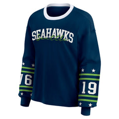 Seattle Seahawks WEAR by Erin Andrews Women's Sport Long-Sleeve T-Shirt - College Navy sale