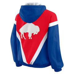 Buffalo Bills WEAR by Erin Andrews Women's Plus Size Retro Crinkle Full-Zip Hoodie Windbreaker Jacket - Red/Royal discount