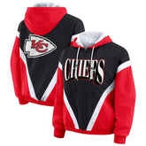Kansas City Chiefs WEAR by Erin Andrews Women's Plus Size Retro Crinkle Full-Zip Hoodie Windbreaker Jacket - Red/Black outlet