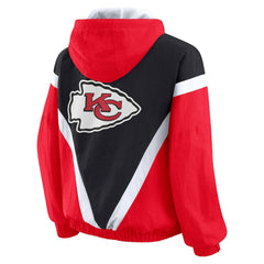 Kansas City Chiefs WEAR by Erin Andrews Women's Plus Size Retro Crinkle Full-Zip Hoodie Windbreaker Jacket - Red/Black outlet