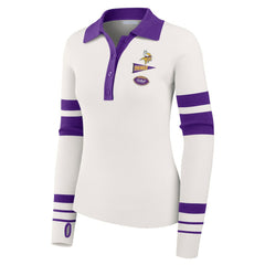 Minnesota Vikings WEAR by Erin Andrews Women's Ribbed Henley Polo Sweater - White cheap