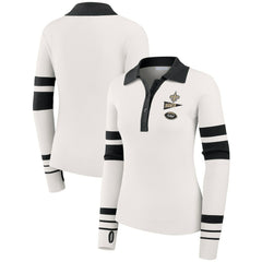 New Orleans Saints WEAR by Erin Andrews Women's Ribbed Henley Polo Sweater - White outlet