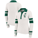 New York Jets WEAR by Erin Andrews Women's Ribbed Henley Polo Sweater - White on sale