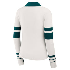 Philadelphia Eagles WEAR by Erin Andrews Women's Ribbed Henley Polo Sweater - White for sale