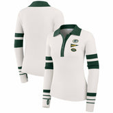 Green Bay Packers WEAR by Erin Andrews Women's Ribbed Henley Polo Sweater - White outlet
