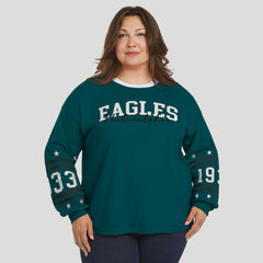Philadelphia Eagles WEAR by Erin Andrews Women's Plus Size Sport Long-Sleeve T-Shirt - Midnight Green sale