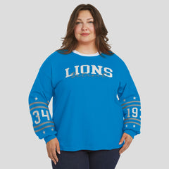 Detroit Lions WEAR by Erin Andrews Women's Plus Size Sport Long-Sleeve T-Shirt - Blue online