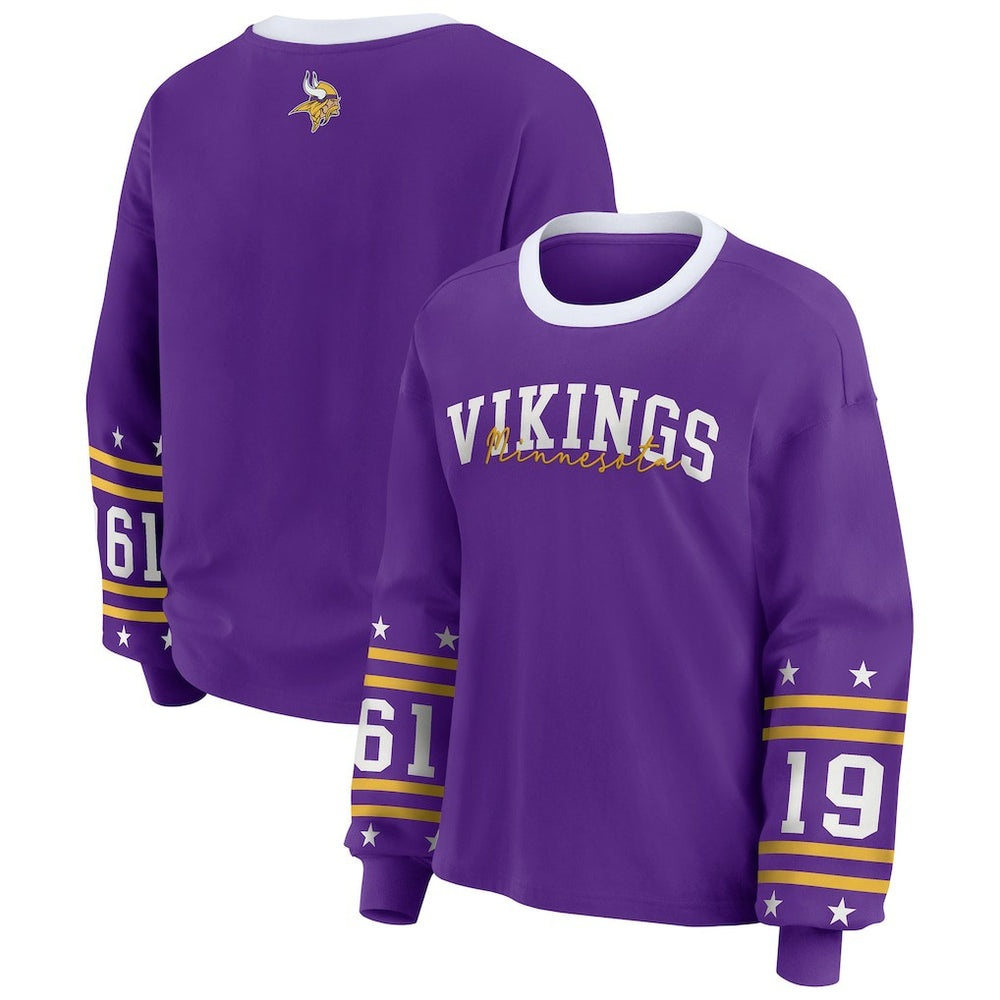 Minnesota Vikings WEAR by Erin Andrews Women's Plus Size Sport Long-Sleeve T-Shirt - Purple discount
