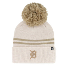 Detroit Tigers Women's Latte Cuffed Knit Hat with Pom Natural