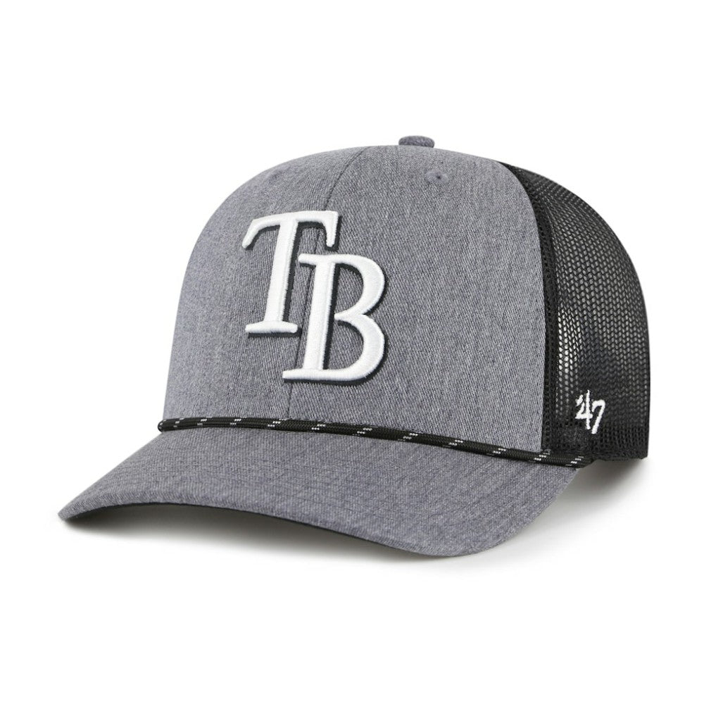 Tampa Bay Rays Carbon Rope Trucker Adjustable Hat Charcoal