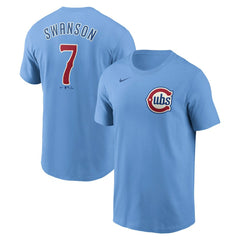 Dansby Swanson Chicago Cubs Fuse Name & Number T-Shirt Light Blue