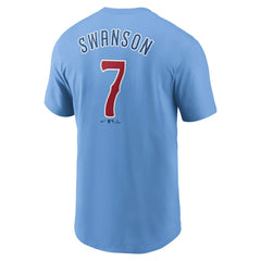 Dansby Swanson Chicago Cubs Fuse Name & Number T-Shirt Light Blue