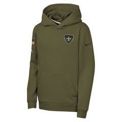 New Orleans Saints Youth 2025 Salute to Service Club Fleece Hoodie - Olive for sale
