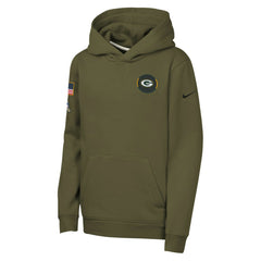Green Bay Packers Youth 2025 Salute to Service Club Fleece Hoodie - Olive for sale