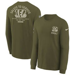 Cincinnati Bengals Youth 2025 Salute to Service Sideline Long Sleeve T-Shirt - Olive sale