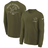 Detroit Lions Youth 2025 Salute to Service Sideline Long Sleeve T-Shirt - Olive on sale