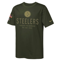 Pittsburgh Steelers Youth 2025 Salute to Service Sideline Dri-FIT T-Shirt - Olive sale