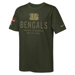 Cincinnati Bengals Youth 2025 Salute to Service Sideline Dri-FIT T-Shirt - Olive outlet