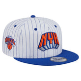 New York Knicks Deceptor Pinstripe 9FIFTY Snapback Hat - White on sale