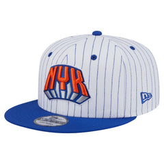 New York Knicks Deceptor Pinstripe 9FIFTY Snapback Hat - White on sale