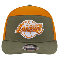 Los Angeles Lakers Two-Tone Color Pack Split Panel 9FIFTY Adjustable Hat - Olive/Burnt Orange shop