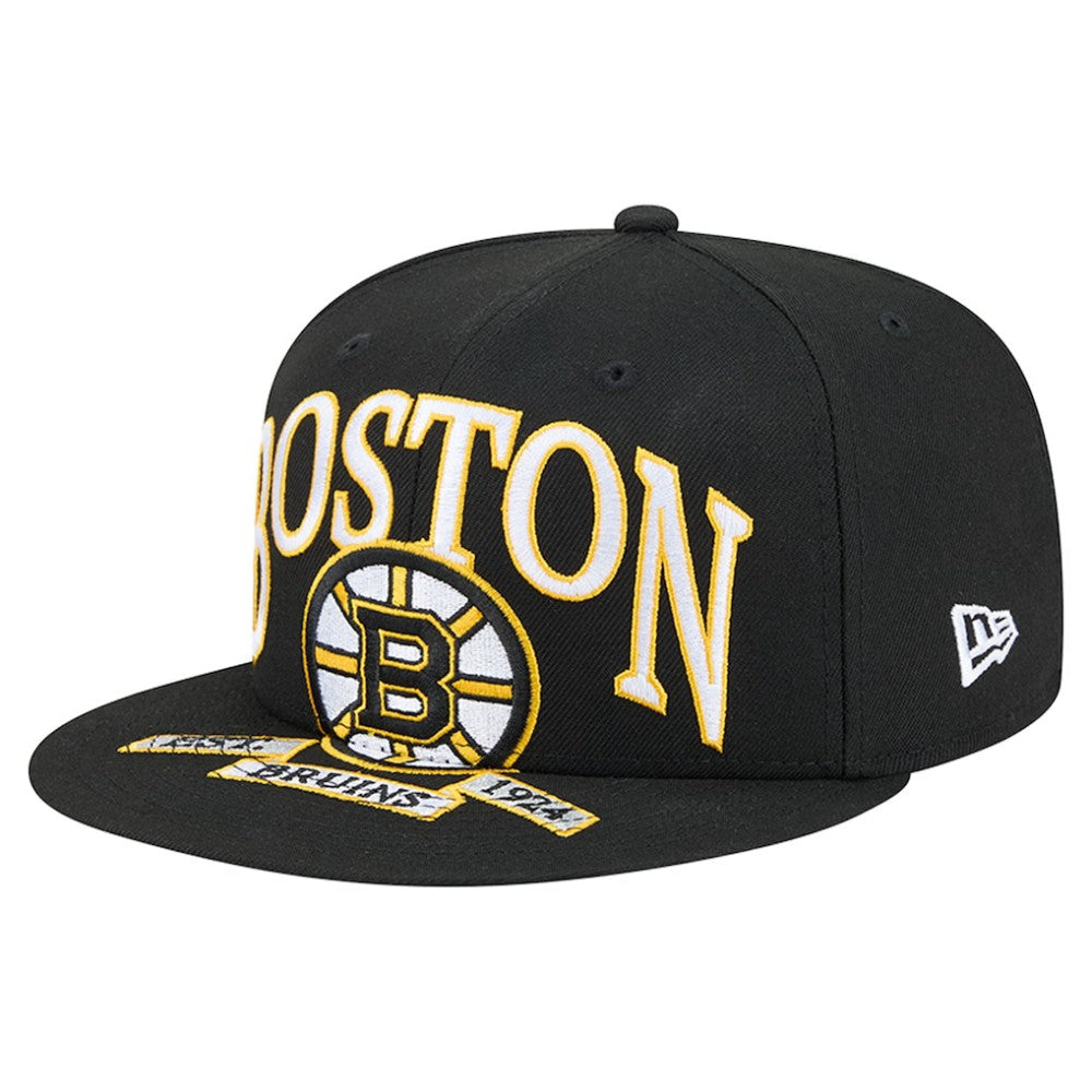 Boston Bruins New Era Oversized Vintage Arch 59Fifty Fitted Hat - Black Hats