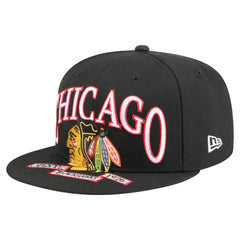 Chicago Blackhawks New Era Oversized Vintage Arch 59Fifty Fitted Hat - Black Hats