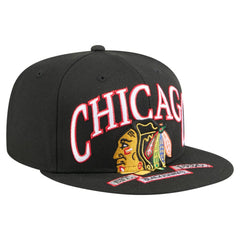 Chicago Blackhawks New Era Oversized Vintage Arch 59Fifty Fitted Hat - Black Hats