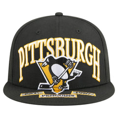Pittsburgh Penguins New Era Oversized Vintage Arch 59Fifty Fitted Hat - Black Hats