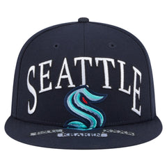 Seattle Kraken New Era Oversized Vintage Arch 59Fifty Fitted Hat - Deep Sea Blue Hats