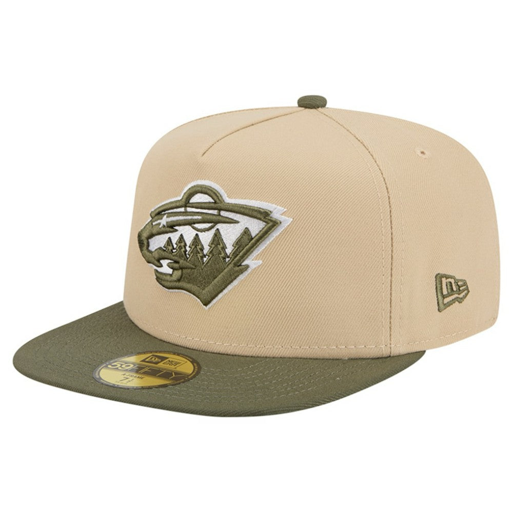 Minnesota Wild New Era Color Pack Two-Tone 59FIFTY A-Frame Fitted Hat - Tan/Olive Hats