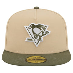 Pittsburgh Penguins New Era Color Pack Two-Tone 59FIFTY A-Frame Fitted Hat - Tan/Olive Hats
