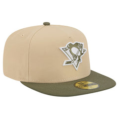 Pittsburgh Penguins New Era Color Pack Two-Tone 59FIFTY A-Frame Fitted Hat - Tan/Olive Hats