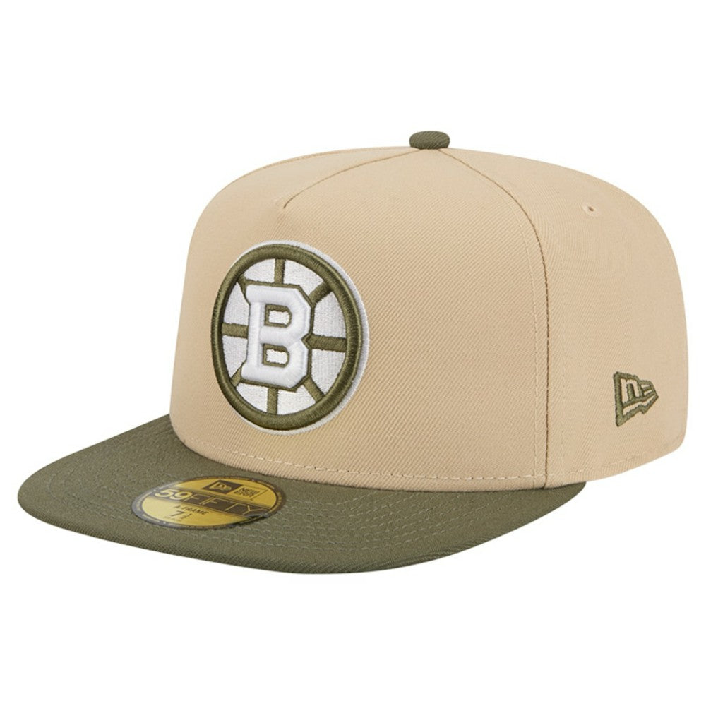 Boston Bruins New Era Color Pack Two-Tone 59FIFTY A-Frame Fitted Hat - Tan/Olive Hats
