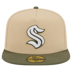Seattle Kraken New Era Color Pack Two-Tone 59FIFTY A-Frame Fitted Hat - Tan/Olive Hats
